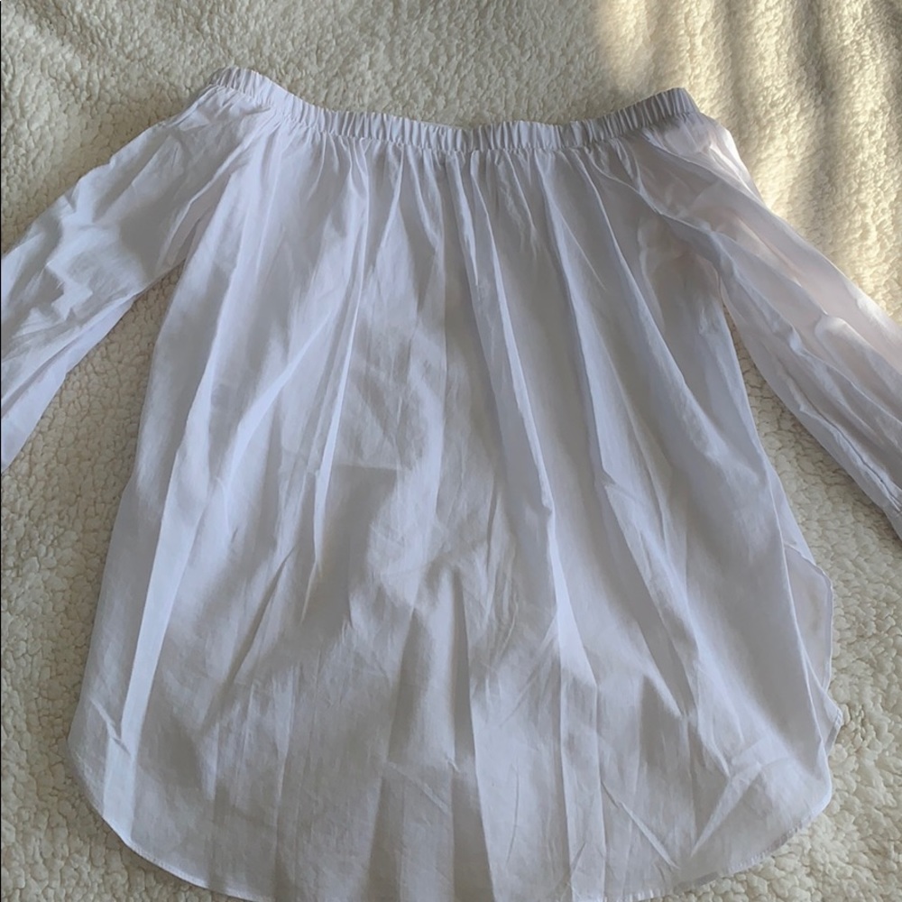 Off the shoulder white shirt